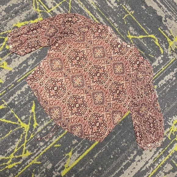 Madewll Drawstring Waist Lined Top in Mauve Kaleidoscope Print EUC Size Small - Picture 5 of 7